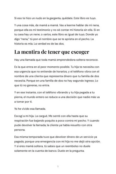 Página interior de La Culpa de la Mamá Emprendedora